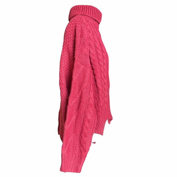 Lulus Cable Knit Turtleneck Sweater Burgundy Long Sleeve Women Size M NWT - Picture 2 of 8